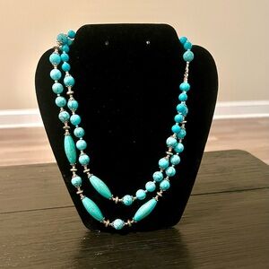 NWT 2-Strand Turquoise-Style Necklace 20” Fashion Jewelry ~91g